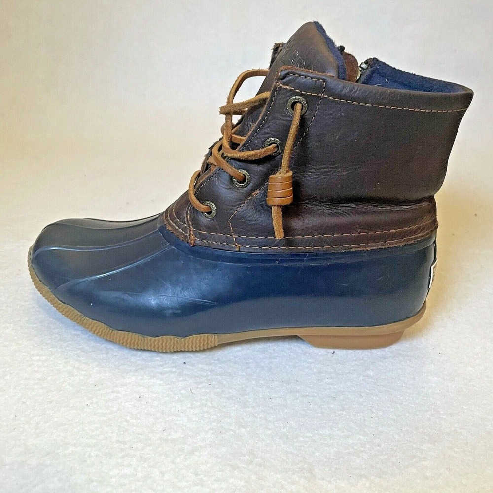 Sperry Top-Sider Duck Boots Shoes Womens Size 6 Saltwater Tan/Navy STS91175